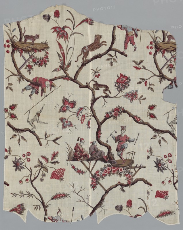 Woodblock Printed Textile Fragments, c. 1785. France, late 18th century. Woodblock print on cotton and linen mixed; overall: 98.7 x 125.1 cm (38 7/8 x 49 1/4 in.).