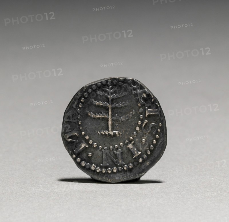 Pine Tree Sixpence (obverse), 1652. John Hull (American, 1624-1683), Robert Sanderson (American, 1609-1693). Silver; diameter: 2 cm (13/16 in.).