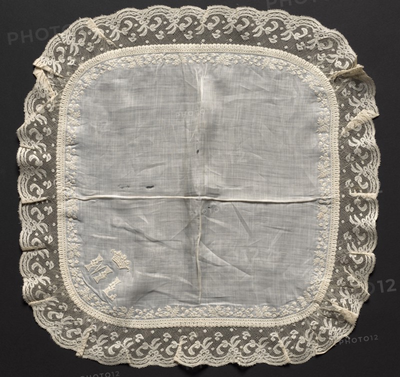 Embroidered Handkerchief, early 19th century. Switzerland, early 19th century. Embroidery: linen; average: 45.7 x 45.7 cm (18 x 18 in.)