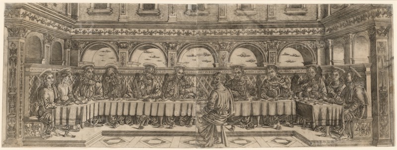 The Last Supper (pair), about 1500. Lucantonio degli Uberti (Italian), after Perugino (Italian, c1450/55-1523). Engraving on two sheets printed from two plates