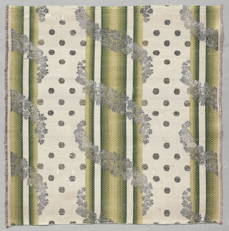 Length of Taffeta, 1774-1793. France, late 18th century, Peirod of Louis XVI (1774-1793). Taffeta, warp-patterned and brocaded; silk; overall: 58 x 56.2 cm (22 13/16 x 22 1/8 in.)