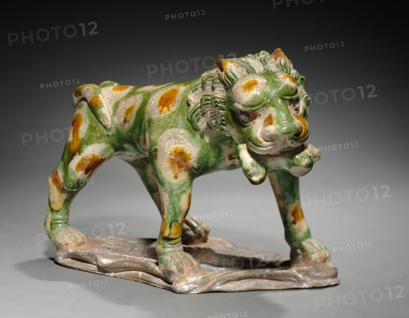 Lion with Cub in Mouth, 618-907. China, Tang dynasty (618-907). Earthenware with polychrome glaze; overall: 15.3 cm (6 in.).