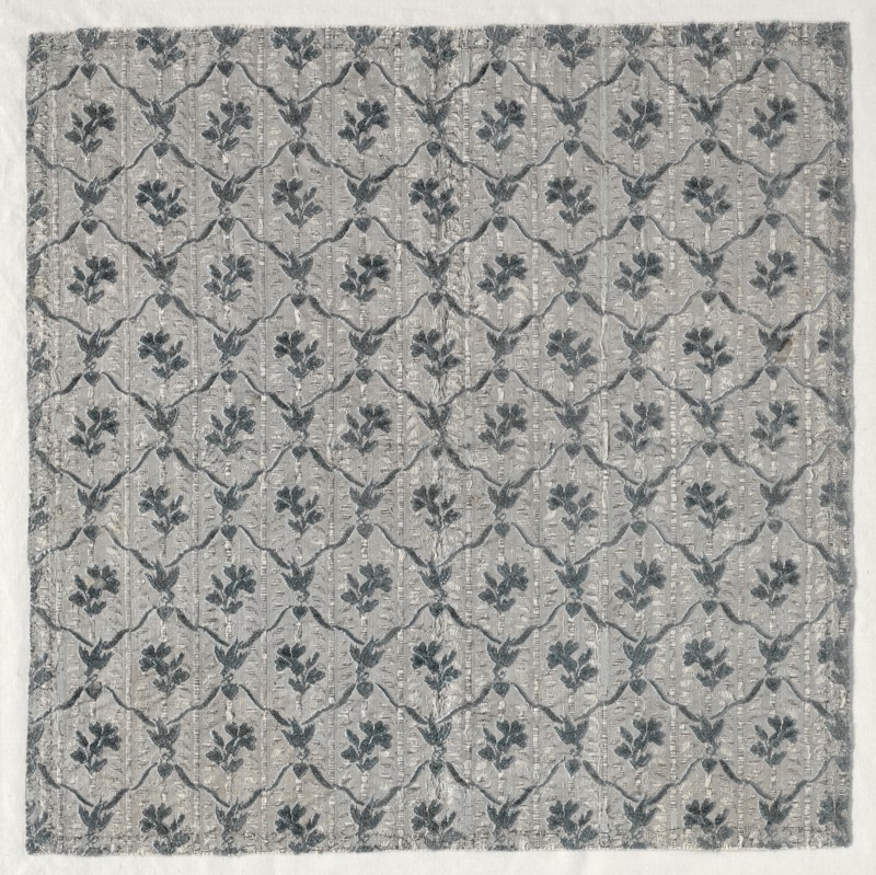 Length of Brocaded Silk and Chenille, 1723-1774. France, late 18th century, Period of Louis XV (1723-1774). Brocaded silk and chenille on metallic ground; overall: 40 x 40 cm (15 3/4 x 15 3/4 in.).