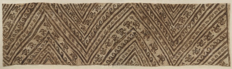 Painted Wrapping for Mummy, c.1100-1400 A.D.. Peru, Central Coast, Chancay, 12th-15th century. Plain cloth, painted; cotton; average: 63.5 x 360.5 cm (25 x 141 15/16 in.)