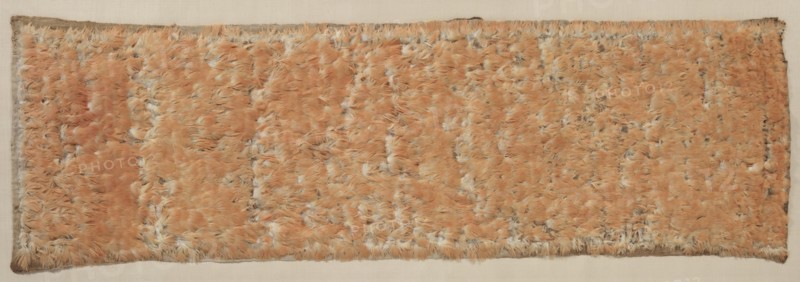 Feathered Panel, 600-1500. Andes, 7th-15th century. Feather "mosaic": feathers sewed on coarse cotton cloth; average: 40.7 x 122 cm (16 x 48 1/16 in.)