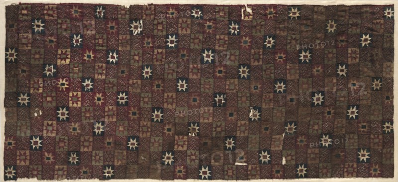 Fragmentary Mantle, c. 1400-1532. Peru, South Coast, Ica Valley ?, Inca Culture, 15th-16th century. Tapestry and fancy twill, brocaded; twill; average: 85.1 x 190.5 cm (33 1/2 x 75 in.)