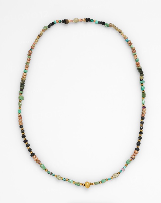 Necklace, before 1532. Peru. Pink quartz, amethyst, gold and turquoise; overall: 83.8 cm (33 in.).