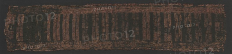 Headcloth, c. 600-400 B.C.. Peru, South Coast, Paracas, Middle Period, c. 600-400 BC (Early Horizon, Epoch 10). Embroidery on tabby cloth; needle reseau and fringe at border; overall: 40.7 x 182.9 cm (16 x 72 in.).