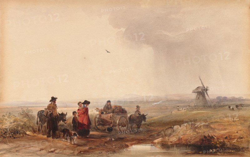 Gypsy Camp, Holland, 1800s. George Bryant Campion (British, 1795-1870). Watercolor;