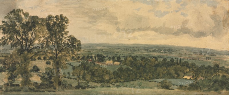 Landscape. John Constable (British, 1776-1837). Watercolor; sheet: 12.8 x 29.9 cm (5 1/16 x 11 3/4 in.).