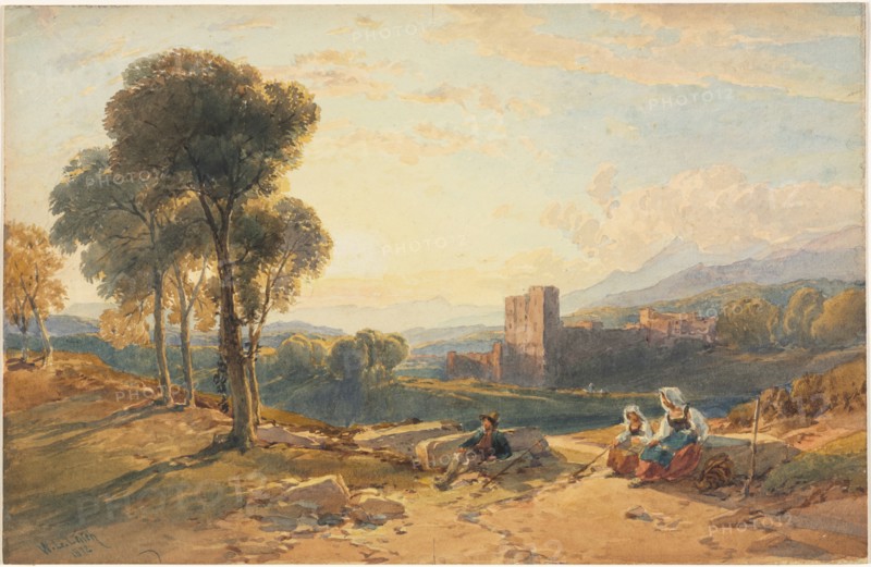 Landscape, Italy, 1872. William Leighton Leitch (British, 1804-1883). Watercolor;