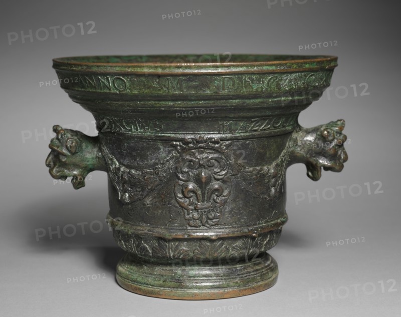 Mortar, 1712. Georgius Mazzochus (Italian). Bronze; overall: 24.5 x 31.8 x 31 cm (9 5/8 x 12 1/2 x 12 3/16 in.).