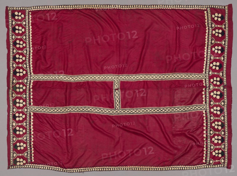 Shawl ("Cadar"), 1800s - early 1900s. India, Cutch, 19th - early 20th century. Embroidery, silk thread on silk ground; overall: 188.9 x 139.7 cm (74 3/8 x 55 in.).