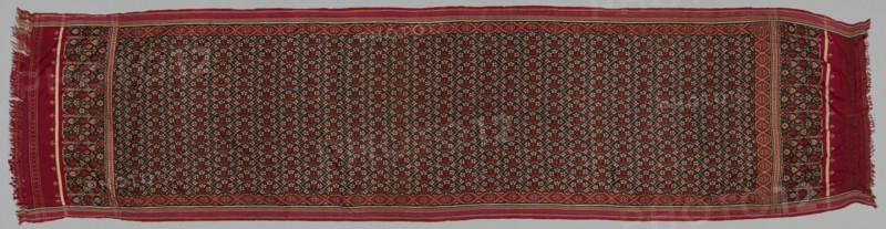 Silk Patolu Sari, 1800s. India, Gujarat, 19th century. Tabby weave, double ikat; silk; overall: 419.1 x 103.2 cm (165 x 40 5/8 in.)
