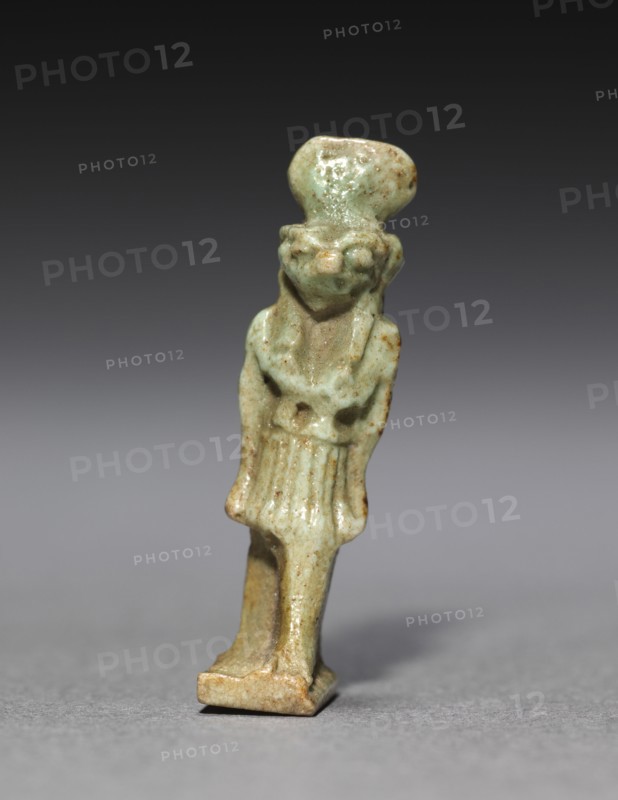 Amulet of Ra-Horakhty (?), 380-30 BC. Egypt, Dynasty 30 to Ptolemaic Dynasty. Gray green faience; overall: 3.1 cm (1 1/4 in.).