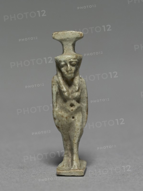 Amulet of Nephthys, 380-30 BC. Egypt, Dynasty 30 to Ptolemaic Dynasty. Gray green faience; overall: 3.5 cm (1 3/8 in.).