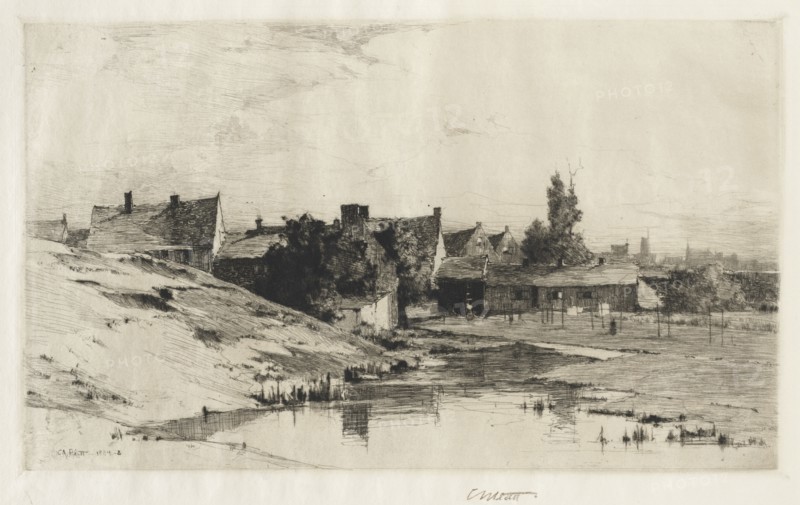Old Houses near Bruges, 1884-1888. Charles Adams Platt (American, 1861-1933). Etching and drypoint