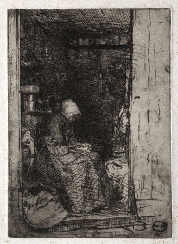 Twelve Etchings from Nature:  La Veille aux Loques, 1858. James McNeill Whistler (American, 1834-1903). Etching