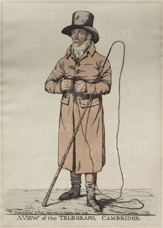 A View of the Telegraph, Cambridge, 1809. Richard Dighton (British, 1795-1880). Etching, hand colored