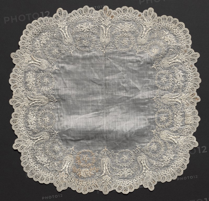 Embroidered Handkerchief, 19th century. France or Switzerland, 19th century. Embroidery: linen; average: 29.6 x 29.6 cm (11 5/8 x 11 5/8 in.)