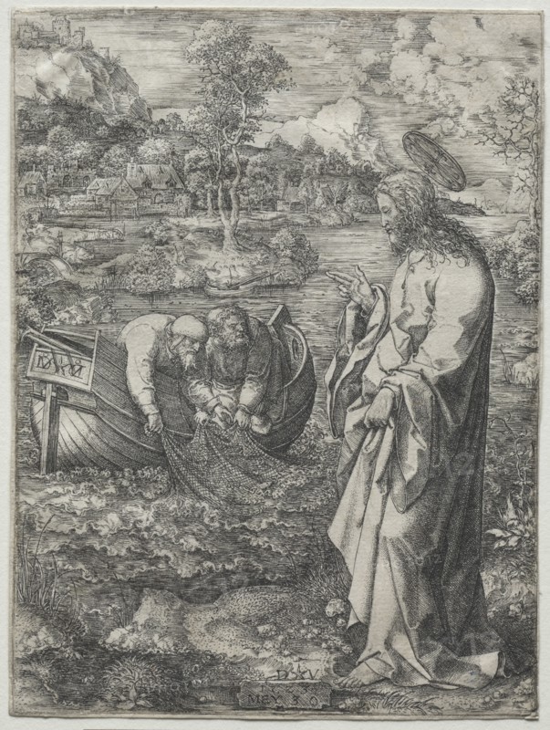 Jesus Calling to St. Peter and St. Andrew, 1523. Dirk Vellert (Netherlandish, 1480/85-1547). Engraving