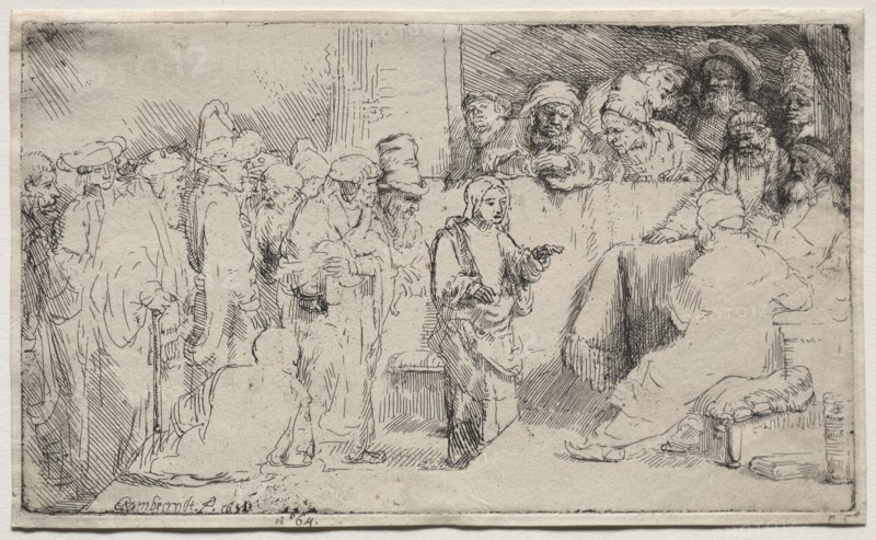 Christ Disputing with the Doctors: A Sketch, 1652. Rembrandt van Rijn (Dutch, 1606-1669). Etching with drypoint; sheet: 13.4 x 22.1 cm (5 1/4 x 8 11/16 in.); platemark: 12.7 x 21.5 cm (5 x 8 7/16 in.)