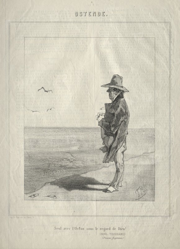 Ostend.  Seul avec l'ocean sous le regard de Dieu!. Félicien Rops (Belgian, 1833-1898). Lithograph