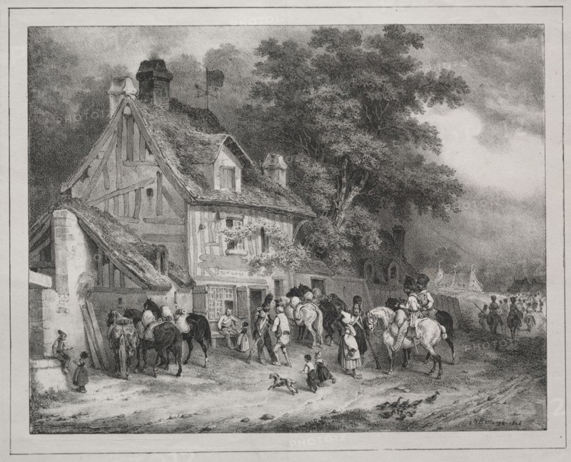 Album of 1829:  Souvenir of Normandy, 1828. Joseph-Louis-Hippolyte Bellangé (French, 1800-1866), Gihaut frères éditeurs, boulevard des Italiens, No. 5. Lithograph; sheet: 22.7 x 29.1 cm (8 15/16 x 11 7/16 in.); image: 16.4 x 20.9 cm (6 7/16 x 8 1/4 in.)