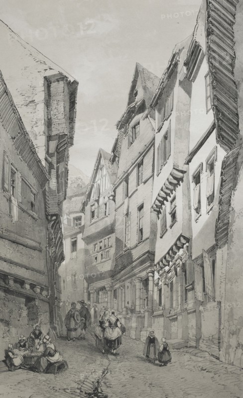 Voyages pittoresques et romantiques dans l'ancienne France.  Bretagne:  Morlaix. Eugène Cicéri (French, 1813-1890). Lithograph