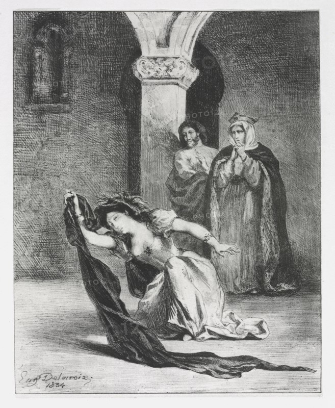 Hamlet:  The Chant of Ophelia, 1834. Eugène Delacroix (French, 1798-1863). Lithograph
