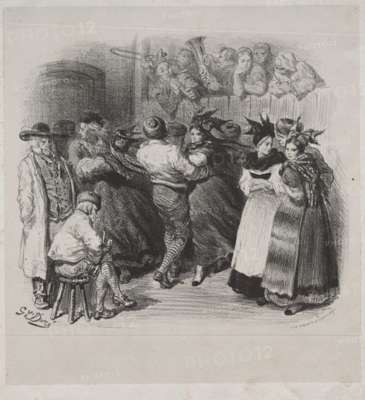 Musical Works of Ernest Doré:  Souvenir of Alsace, Alsatian Dance - Title Page. Gustave Doré (French, 1832-1883). Lithograph