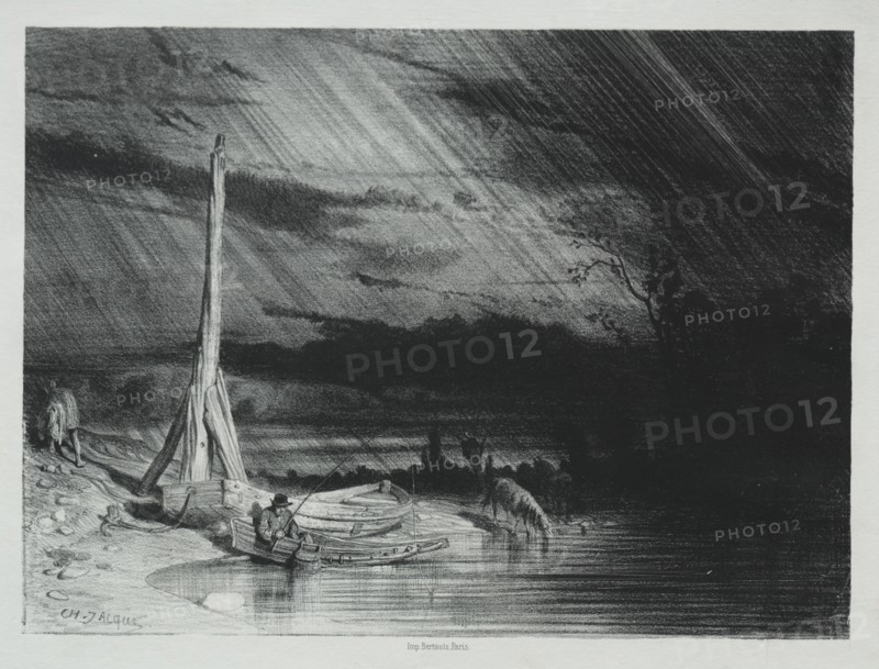 The Fisherman, Rainy Weather, 1847. Charles-Émile Jacque (French, 1813-1894). Lithograph