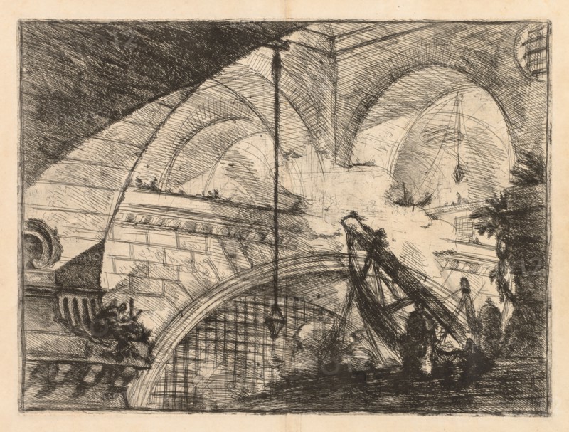 The Prisons:  A Series of Galleries with Crane-Like Erection of Beams, 1745-1750. Giovanni Battista Piranesi (Italian, 1720-1778). Etching