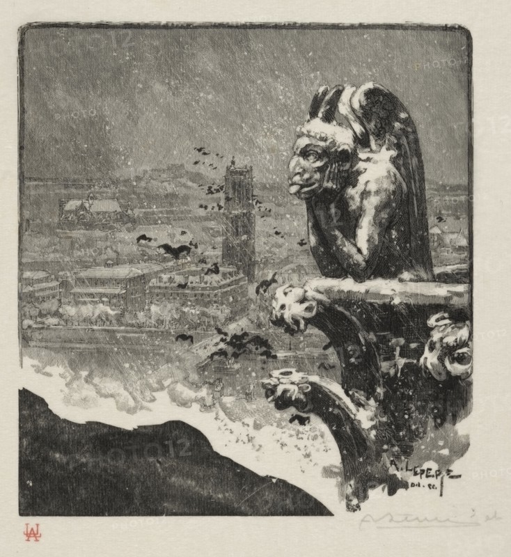 Le Stryge de Notre Dame, 1890. Auguste Louis Lepère (French, 1849-1918). Wood engraving