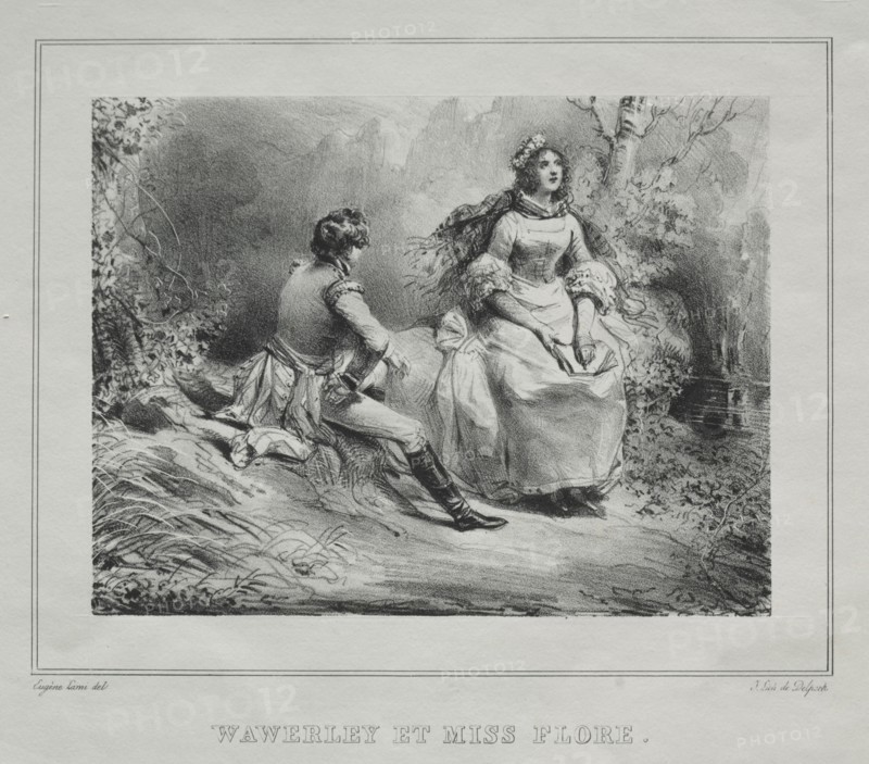 Picturesque Views of Scotland:  Waverly and Miss Flora, 1825-1828. Eugène Louis Lami (French, 1800-1890). Lithograph