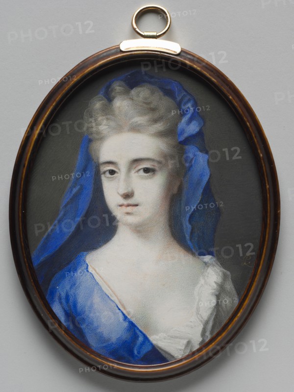 Portrait of a Woman in Blue, c. 1700. Peter Cross (British, c. 1645-1724). Watercolor on vellum in original ivory frame; framed: 9.2 x 7.3 cm (3 5/8 x 2 7/8 in.); sight: 8.2 x 6.4 cm (3 1/4 x 2 1/2 in.).