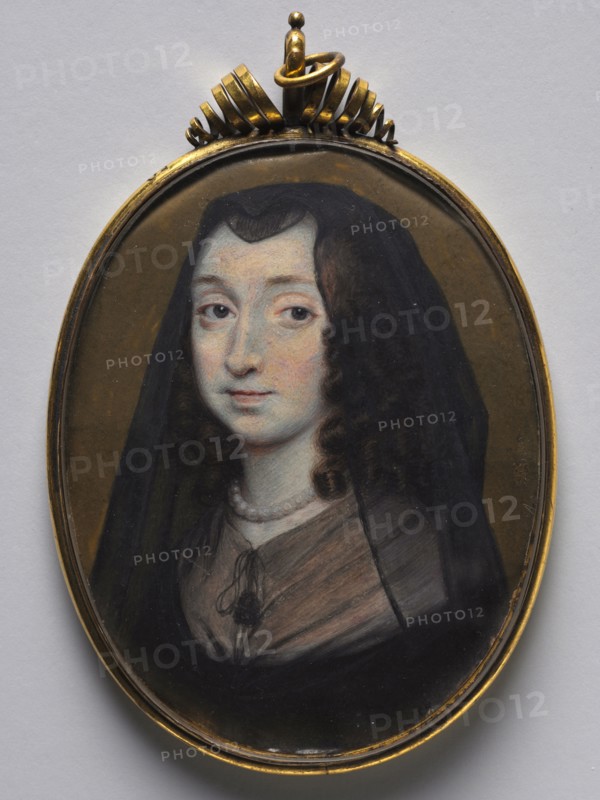 Portrait of Elizabeth Morrison, Lady Capell of Hadham, c. 1650. Richard Gibson (British, c. 1615-1690). Watercolor on vellum in a silver gilt frame; framed: 8.5 x 6.7 cm (3 3/8 x 2 5/8 in.); unframed: 8 x 6.3 cm (3 1/8 x 2 1/2 in.).