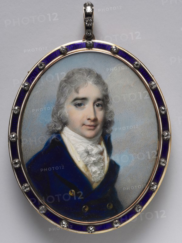 Portrait of a Man, c. 1800. George Engleheart (British, 1752-1829). Watercolor on ivory, in a later gold, enamel, and diamond frame; framed: 8.7 x 7.4 cm (3 7/16 x 2 15/16 in.); unframed: 7.7 x 6.2 cm (3 1/16 x 2 7/16 in.)