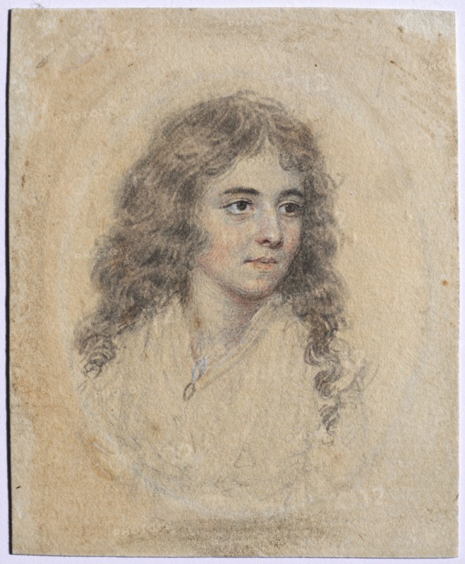Portrait of Anna Maria Woolf, née Smart, c. 1785. John I Smart (British, 1741-1811). Graphite and wash on laid paper; framed: 9.1 x 7.8 cm (3 9/16 x 3 1/16 in.); unframed: 6.7 x 5.4 cm (2 5/8 x 2 1/8 in.).