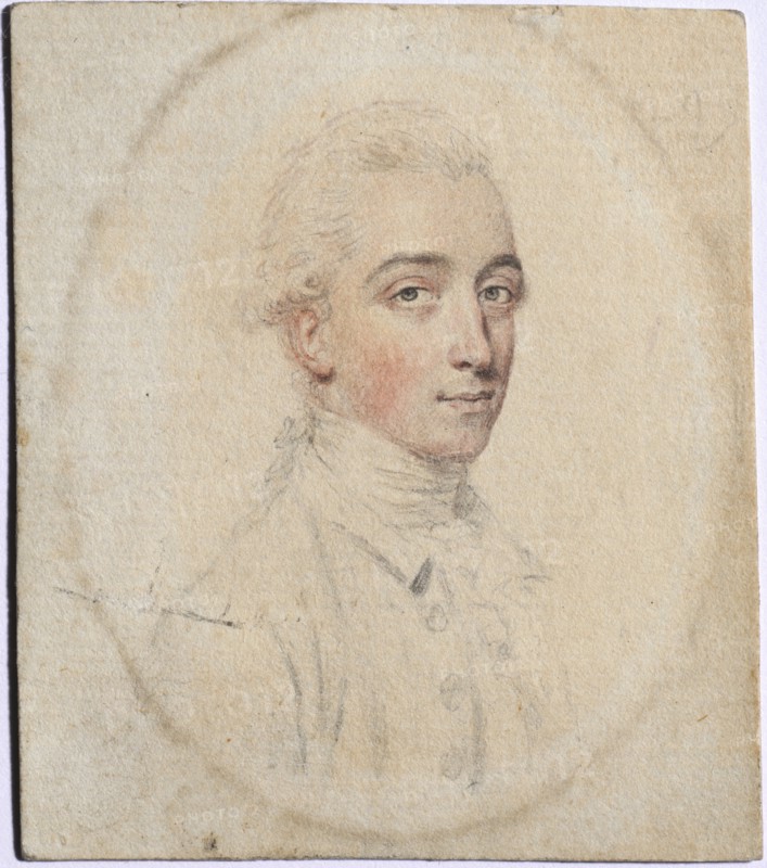 Portrait of Mr. Gambier, c. 1776. John I Smart (British, 1741-1811). Graphite and wash on laid paper; framed: 7.9 x 6.9 cm (3 1/8 x 2 11/16 in.); unframed: 5.8 x 2.8 cm (2 5/16 x 1 1/8 in.).