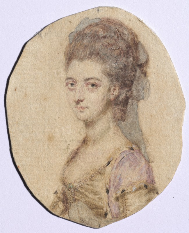 Portrait of Charlotte Bertie, née Warren, 4th Countess of Abingdon, 1778. John I Smart (British, 1741-1811). Graphite and wash on laid paper; sheet: 8.5 x 7.5 cm (3 3/8 x 2 15/16 in.); unframed: 5.8 x 4.8 cm (2 5/16 x 1 7/8 in.).