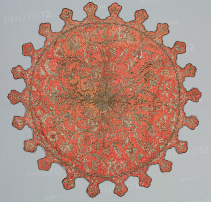 Parasol Top, 1700s. France, 18th century. Embroidery; silver metallic thread and silk; overall: 152.4 x 152.4 cm (60 x 60 in.).