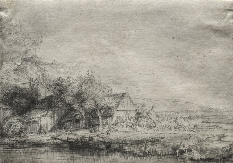 Landscape with a Cow, c. 1650. Rembrandt van Rijn (Dutch, 1606-1669). Etching and drypoint; sheet: 9.2 x 13 cm (3 5/8 x 5 1/8 in.).