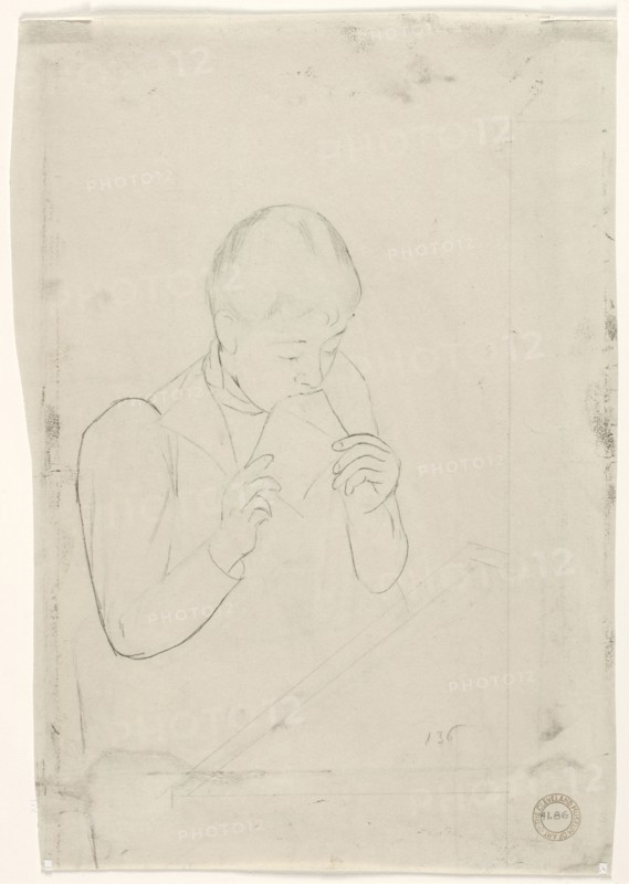 The Letter (verso), 1890-1891. Mary Cassatt (American, 1844-1926). Soft ground lines transferred from etching plate