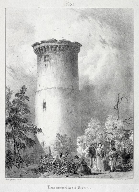 Voyages pittoresques et romantiques dans l'ancienne France,  Normandie:  Tour aux archives à Vernon, 1824. Richard Parkes Bonington (British, 1802-1828). Lithograph
