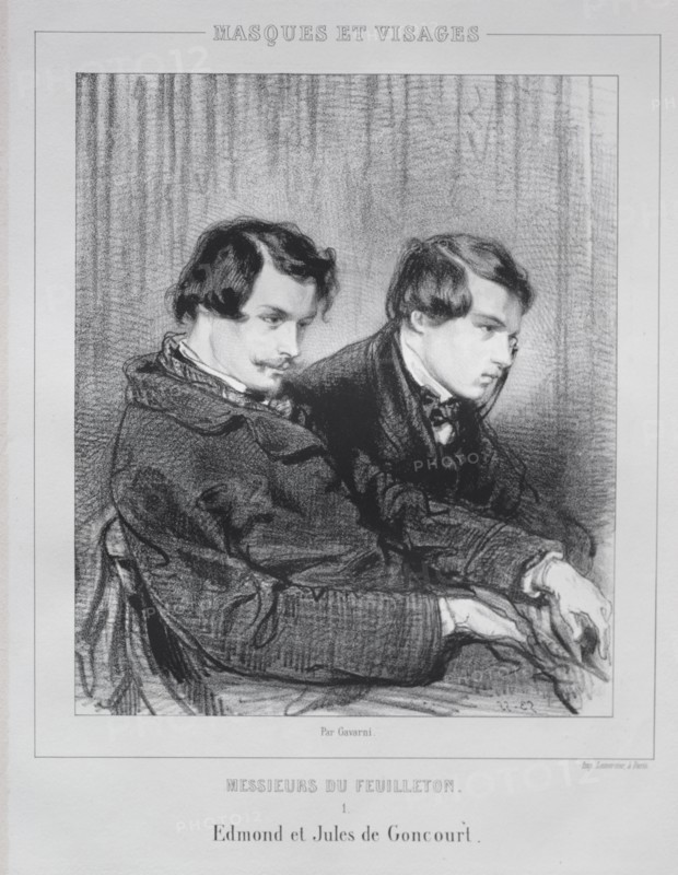 Edmond and Jules de Goncourt, 1853. Paul Gavarni (French, 1804-1866). Lithograph