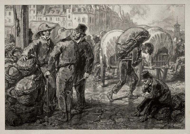 Burden Bearers. Paul Gavarni (French, 1804-1866). Lithograph
