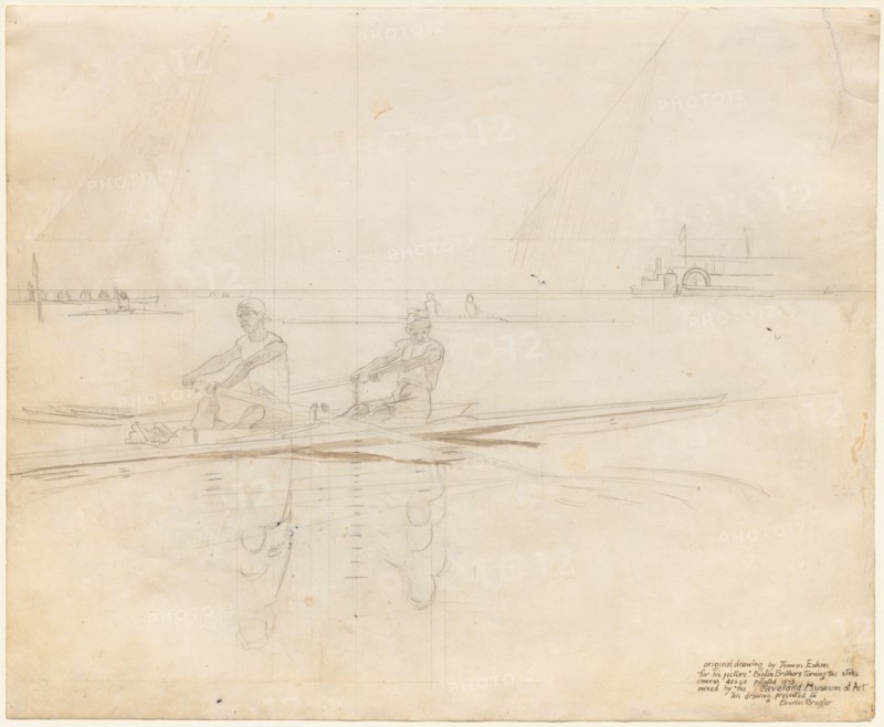 The Biglin Brothers Turning the Stake, 1873. Thomas Eakins (American, 1844-1916). Graphite and brush and brown wash; image: 35.4 x 43.2 cm (13 15/16 x 17 in.).