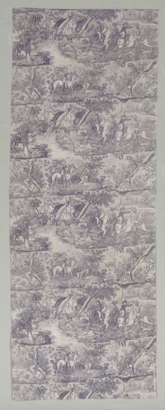 Hunting Scene, early 1800s. France, early 19th century. Copperplate printed cotton; overall: 196.5 x 75.9 cm (77 3/8 x 29 7/8 in.).