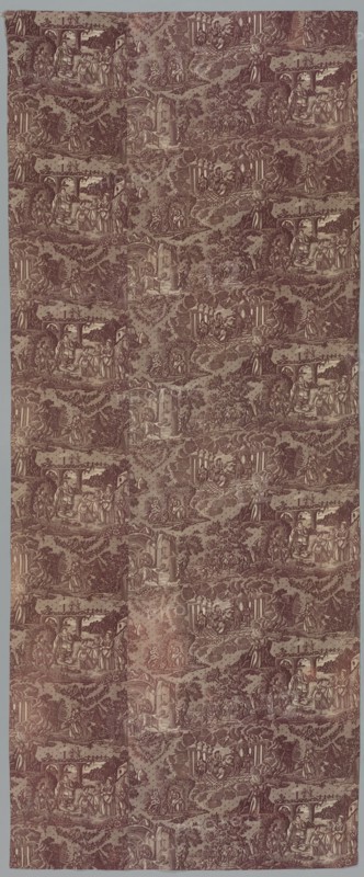 "La Treve de Dieu" (The Truce of God), c. 1825. France, Nantes or Rouen ?, early 19th century. Copperplate printed cotton; overall: 277.7 x 112.4 cm (109 5/16 x 44 1/4 in.).